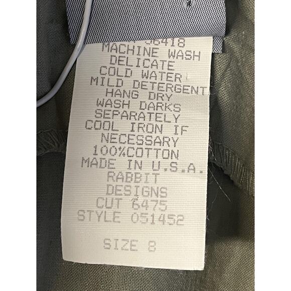 Rabbit Rabbit Rabbit Designs Dress Womens 8 Olive Button Front Midi Made USA - Picture 8 of 12